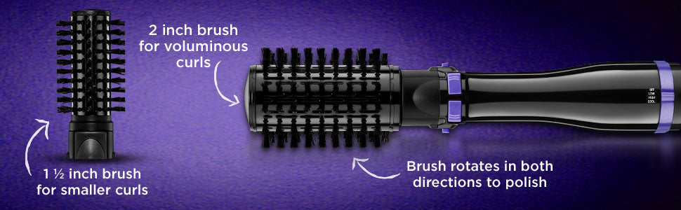 Peine redondo rotador para el cabello Infiniti Pro Spin Air, con aire caliente, 2 pulgadas, color oscuro, de Conair, Estilizador rotativo, giro de aire, paquete doble, Negro
