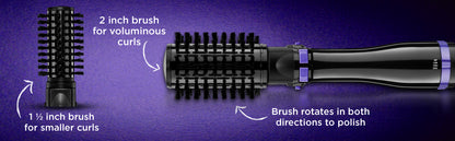 Peine redondo rotador para el cabello Infiniti Pro Spin Air, con aire caliente, 2 pulgadas, color oscuro, de Conair, Estilizador rotativo, giro de aire, paquete doble, Negro