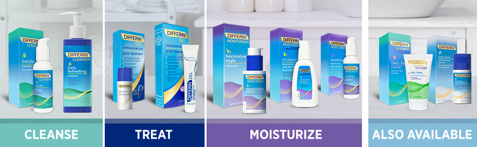 Gel de tratamiento para el acné Differin, suministro de 90 días, tratamiento retinoide para la cara con 0.1% de adapalene, cuidado suave de la piel para pieles sensibles con tendencia al acné, bomba