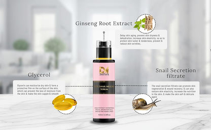Suero de mucina de caracol de 3.4 fl oz, 97% filtrado de secreción de caracol con ácido hialurónico, esencia reparadora de energía, removedor de manchas oscuras, cuidado de la piel coreano, suero hidratante para cara, ojos y cuello