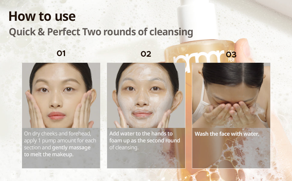 Primera (PRMR Oil to Foam Cleanser Aceite coreano de limpieza profunda, removedor de maquillaje diario, puntos negros, eliminación de polvo y suciedad, limpieza de poros, ácido hialurónico, limpieza