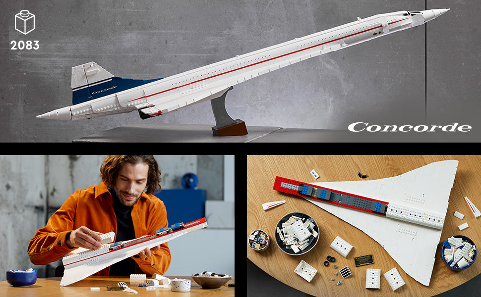 LEGO Icons Concorde Modelo de Avión, Regalo para Adultos, Construye un Modelo Réplica del Avión Comercial Supersónico más Famoso del Mundo con Detalles Auténticos y Piezas Funcionales, 10318