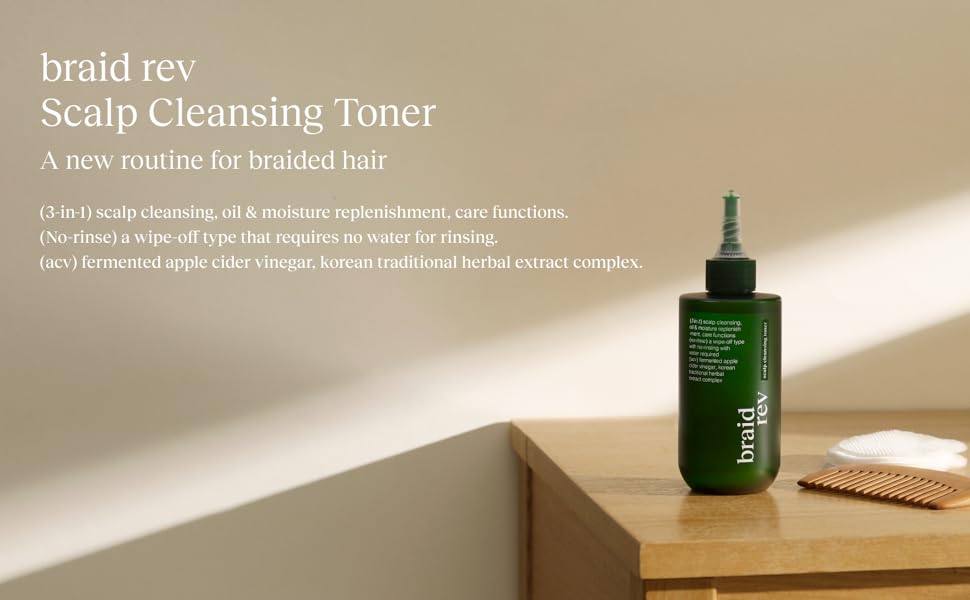 Tónico Limpiador de Cuero Cabelludo Bephor con Vinagre de Sidra de Manzana para Cabello Trenzado, Exfoliante Hidratante para el Cuero Cabelludo Sin Enjuague, 6.76 Fl Oz