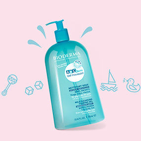 Bioderma ABCDerm Gel espumoso para la delicada piel de bebés y niños, azul, 33.8 onzas líquidas