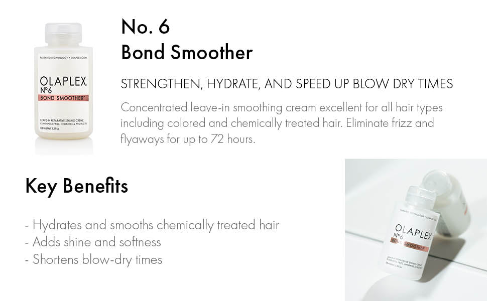 Olaplex Nº. 6 Bond Smoother: Tratamiento de peinado sin enjuague | Suaviza, acondiciona y fortalece | Control del encrespamiento hasta por 72 horas | Para cabello en espiral, rizado, liso y ondulado