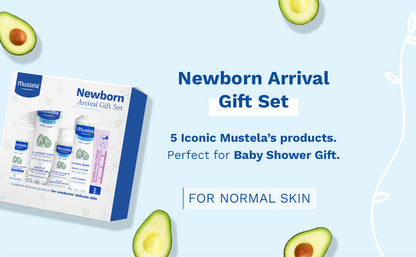 Mustela Set de regalo para recién nacidos, productos esenciales para el cuidado de la piel y el baño para bebés, natural y a base de plantas, juego de 5 artículos