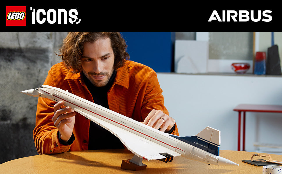 LEGO Icons Concorde Modelo de Avión, Regalo para Adultos, Construye un Modelo Réplica del Avión Comercial Supersónico más Famoso del Mundo con Detalles Auténticos y Piezas Funcionales, 10318