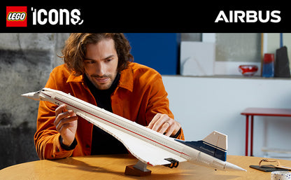 LEGO Icons Concorde Modelo de Avión, Regalo para Adultos, Construye un Modelo Réplica del Avión Comercial Supersónico más Famoso del Mundo con Detalles Auténticos y Piezas Funcionales, 10318