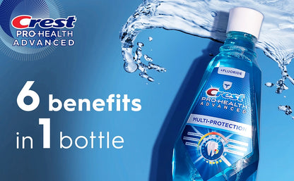 Crest Pro-Health - Enjuague bucal avanzado, sin alcohol, multiprotección, menta fresca, 1 litro, paquete de 2, azul