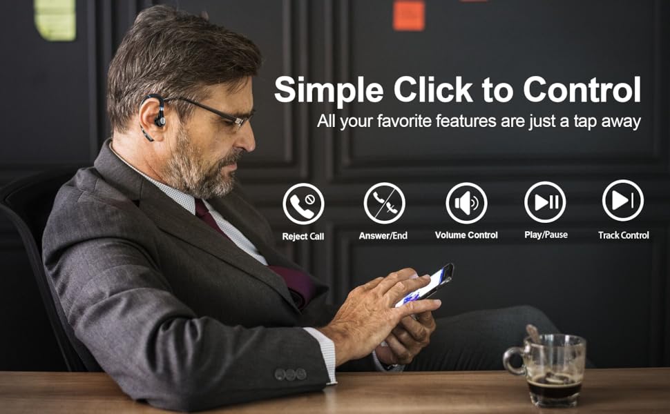 Auricular Bluetooth, auricular inalámbrico V5.0 Bluetooth auricular ultraligero manos libres para negocios/oficina/conducción/deporte